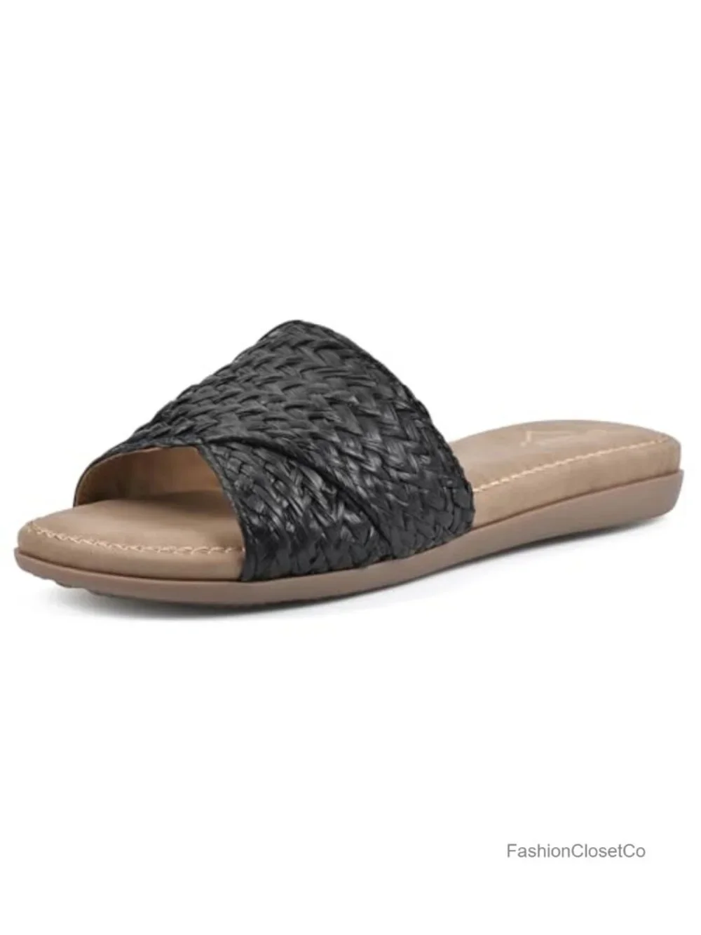 Woven Slide Sandal Cushioned Footbed Women's Flat - Picture 1 of 6